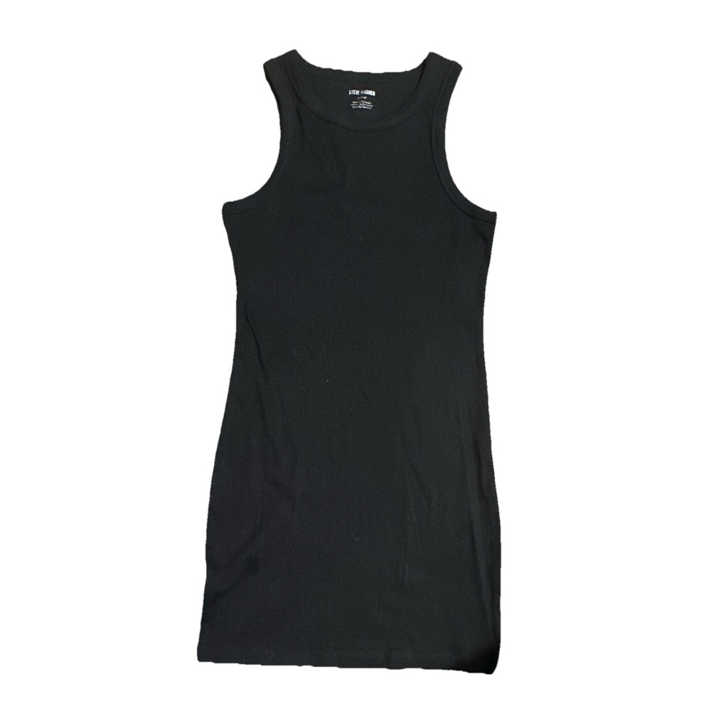 Steve Madden Women's Black Solid Scoop Neck Sleeveless Sheath Tank Dress S